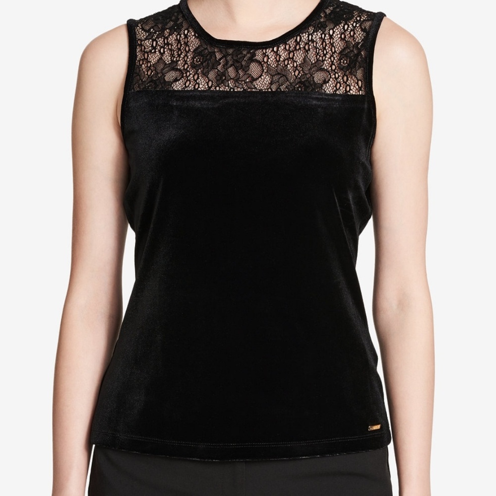 NEW Calvin Klein Velvet Lace Top